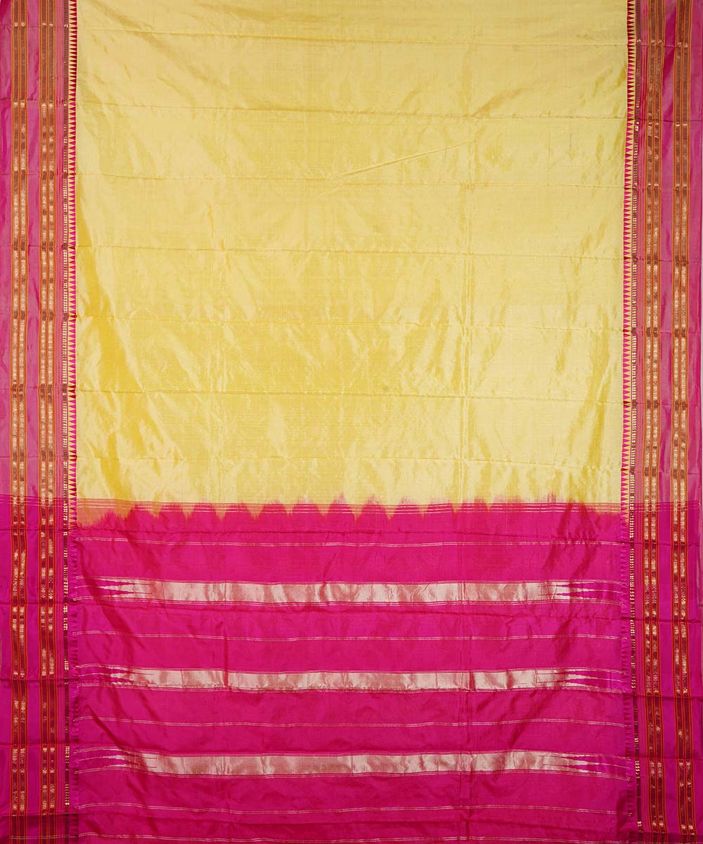 Yellow handloom narayanpet silk sari
