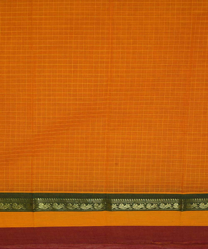 Amber yellow handwoven cotton narayanpet saree
