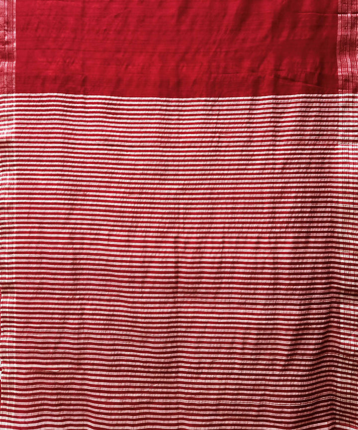 Maroon white handwoven mulberry silk baavanbuti saree