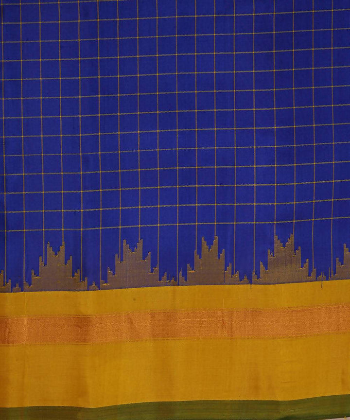 blue yellow handloom gadwal brocade silk saree