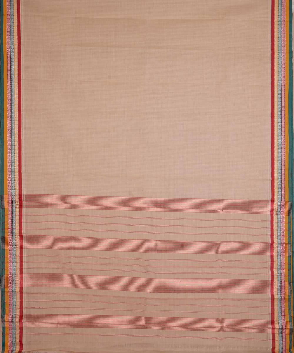 Cream handwoven cotton narayanpet saree