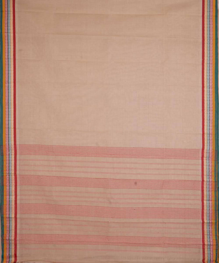 Cream handwoven cotton narayanpet saree