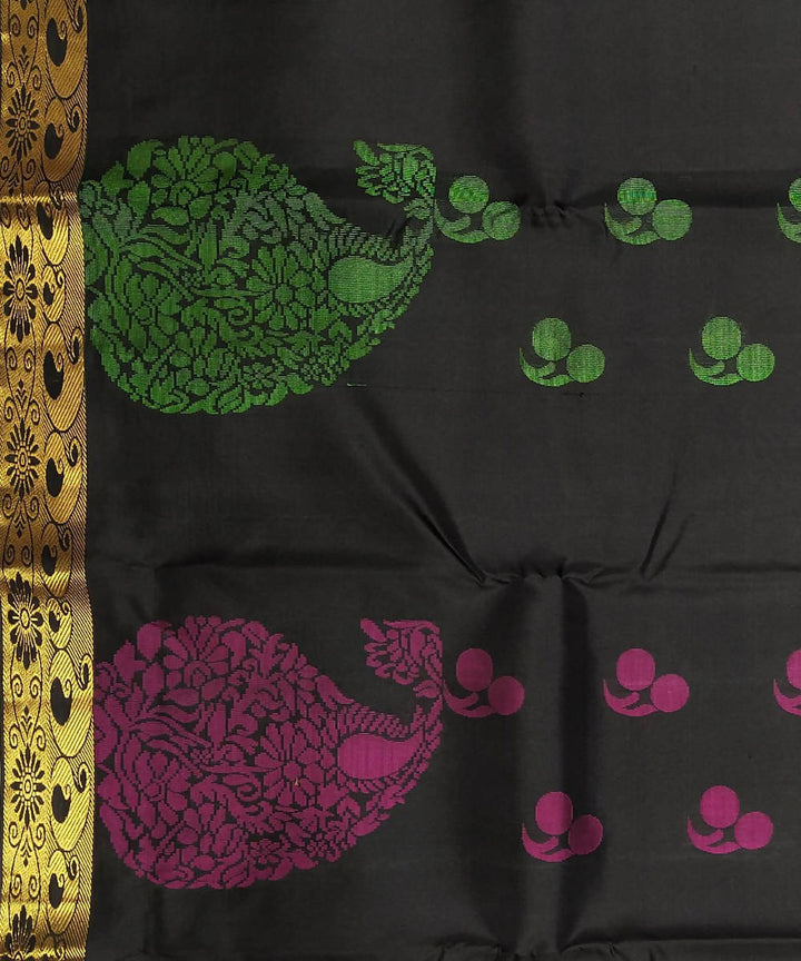 Black handloom soft silk saree