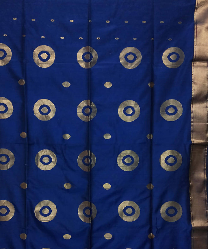 Navy blue handloom cotton silk maheshwari saree