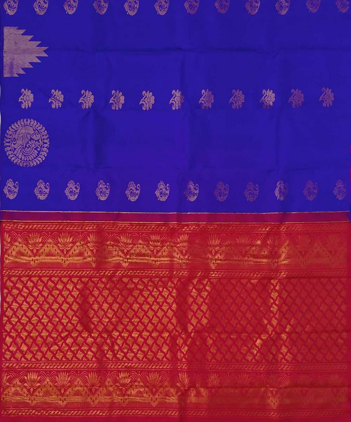 Blue kanjeevaram pure handloom silk saree