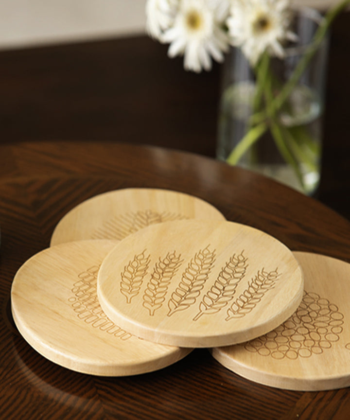 Handmade wood harvest trivets set of 4