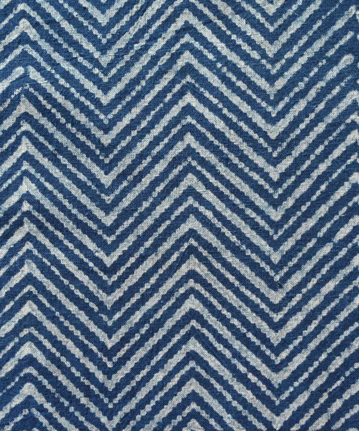 Blue indigo hand block print handspun handwoven cotton fabric