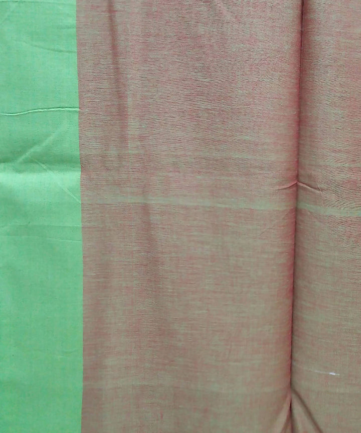 Red Green Handspun Handwoven Cotton Saree