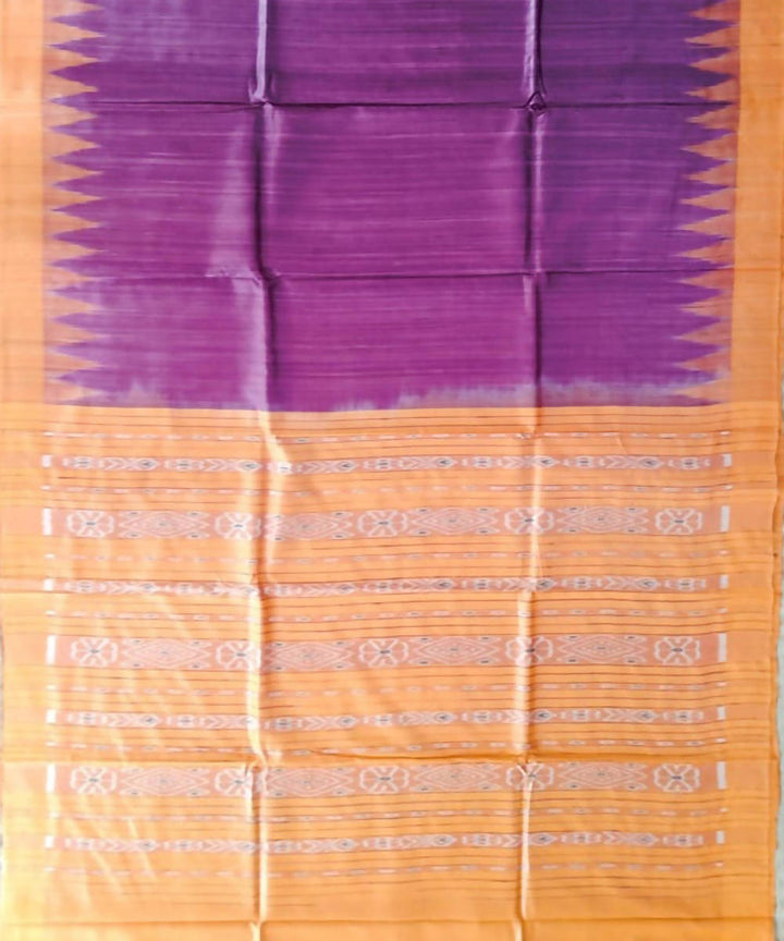 Purple and light orange handwoven gopalpur tussar silk saree