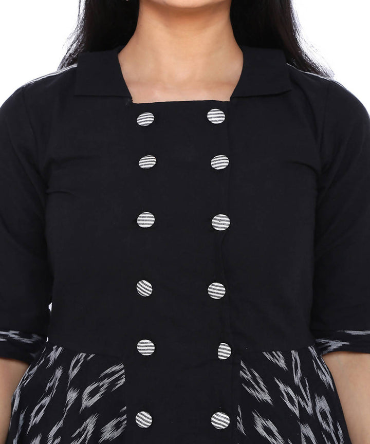Black ikat and mangalagiri cotton dress with matching pants set