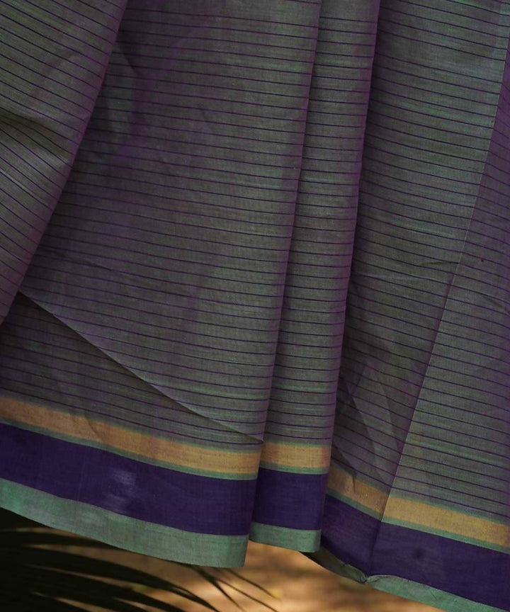 Grey Cotton Handwoven mangalagiri saree