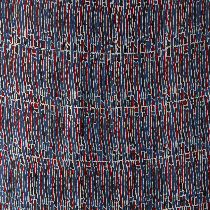 Multicolour hand printed modal silk ajrakh saree