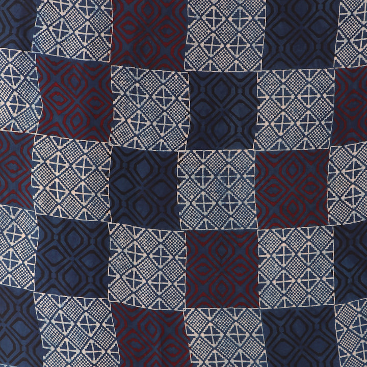 Multi color hand printed modal silk ajrakh saree