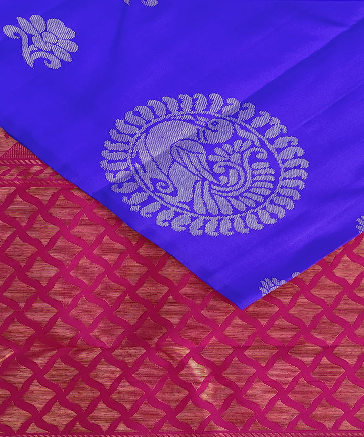 Blue kanjeevaram pure handloom silk saree