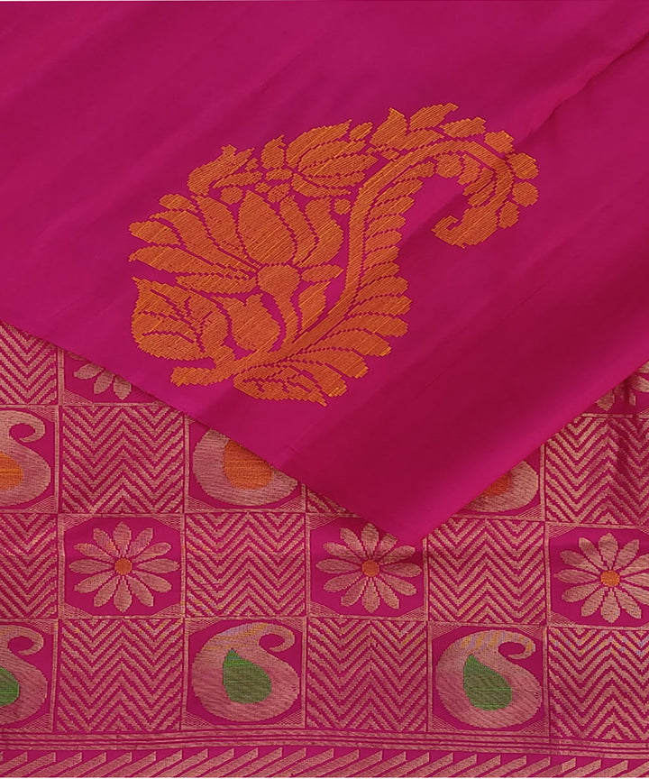 Pink kanjeevaram pure handloom silk saree