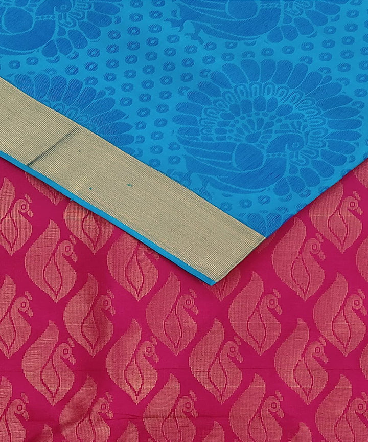 Blue pure handloom soft silk saree