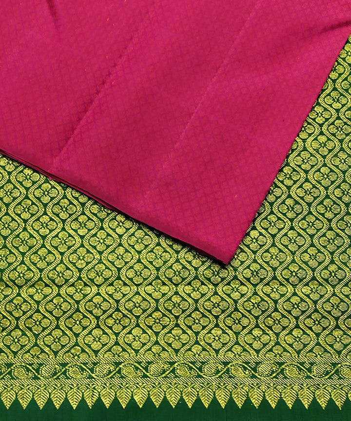Pink and green handloom partly kanchi silk saree