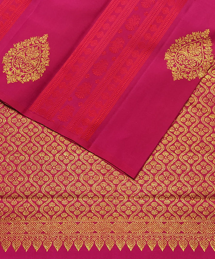 Pink purple handloom partly kanchi silk saree