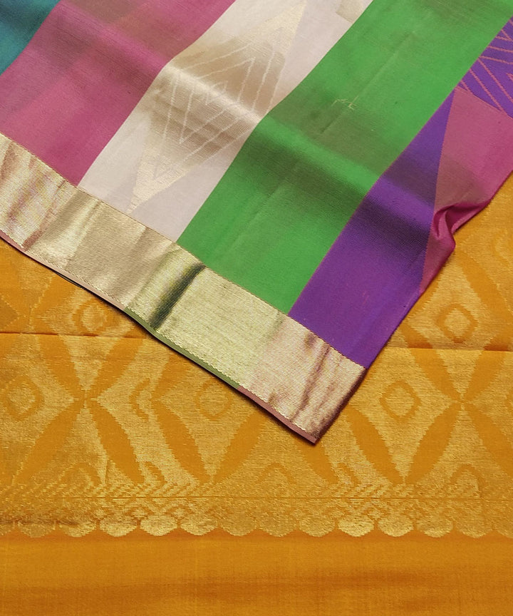 Multicolor striped handloom soft silk saree