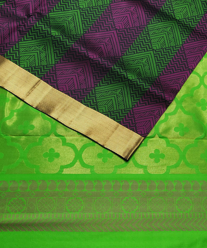 Black and green handloom soft silk saree