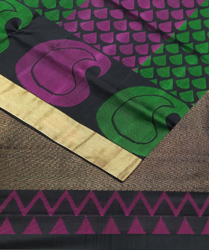 Black soft silk handloom saree
