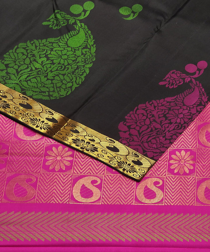 Black handloom soft silk saree