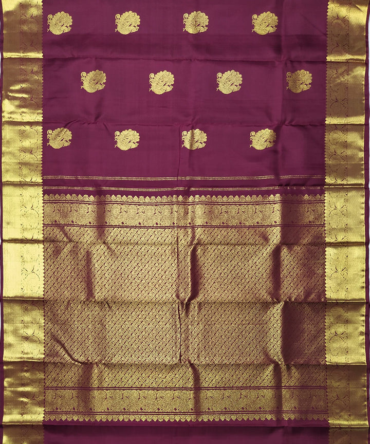 Maroon handloom kanchi silk saree