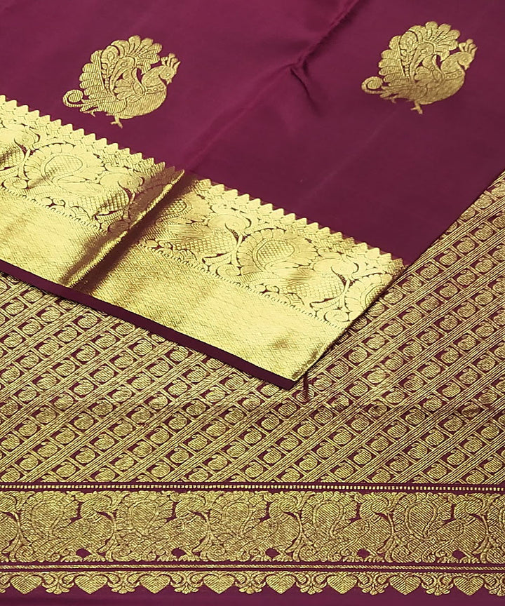 Maroon handloom kanchi silk saree