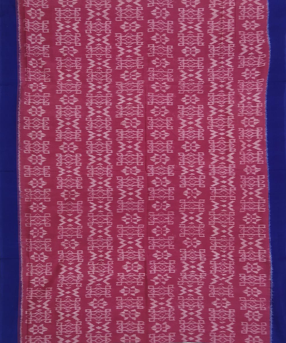Maroon and blue cotton handwoven pochampally ikat saree