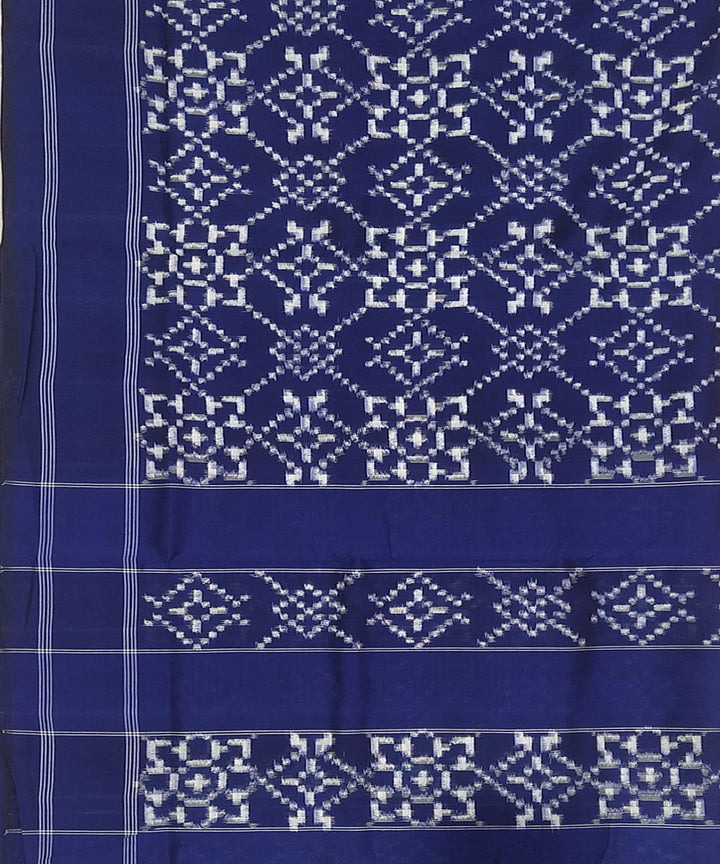 Navy blue teliya inspired cotton handloom pochampally ikat saree