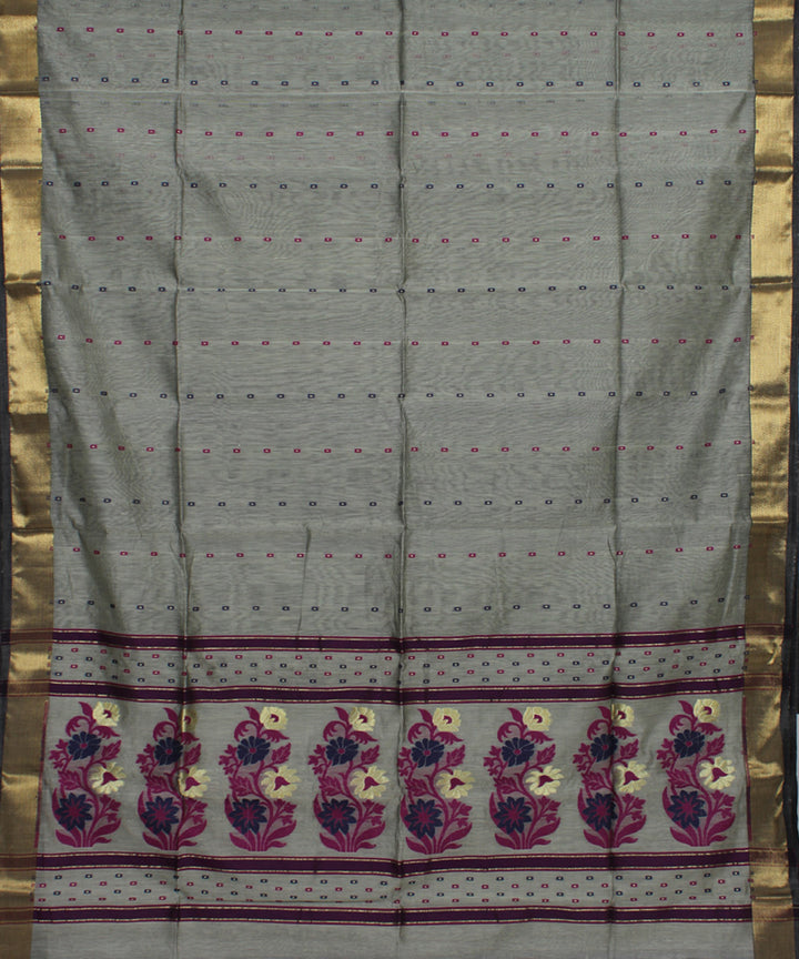 Grey handloom cotton bengal saree
