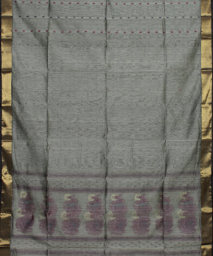 Grey handloom cotton bengal saree