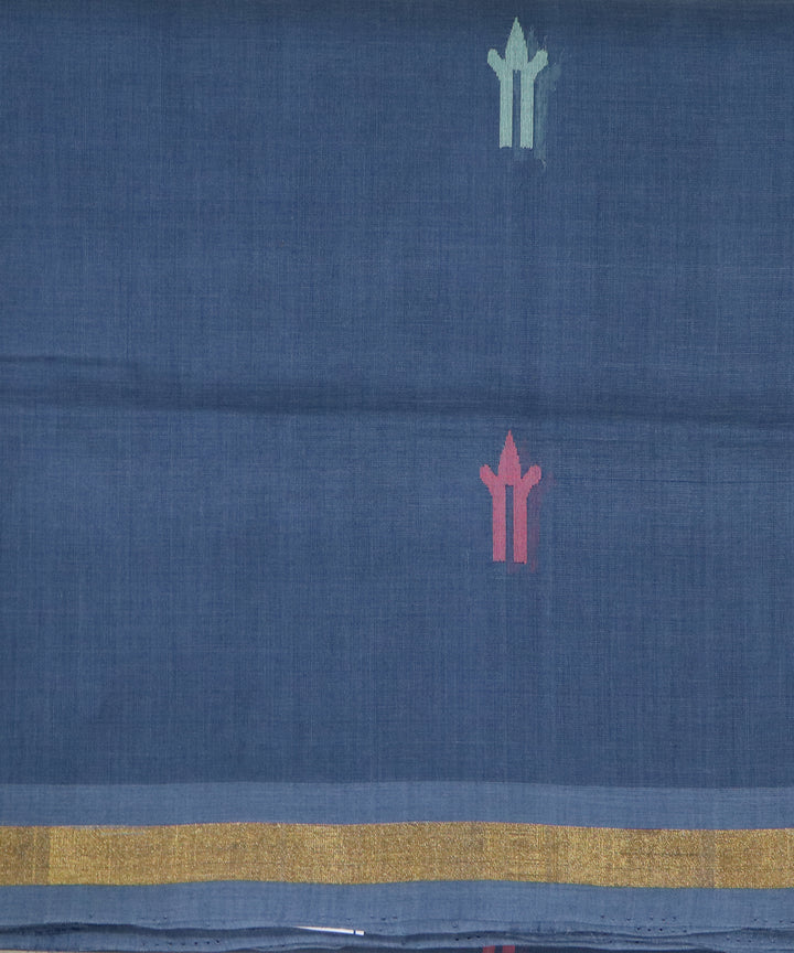 Dark grey handloom cotton uppada saree