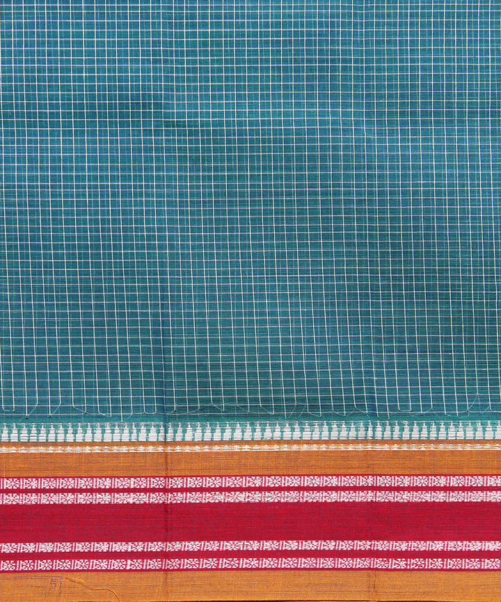 Cyan green handloom narayanpet cotton sari
