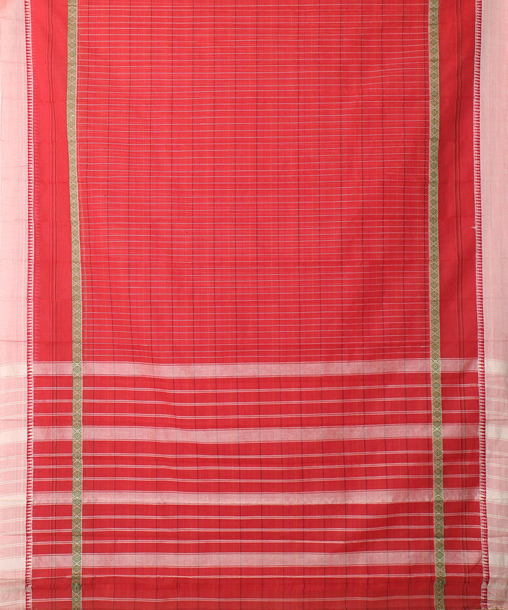 Pink Red handloom narayanpet cotton sari