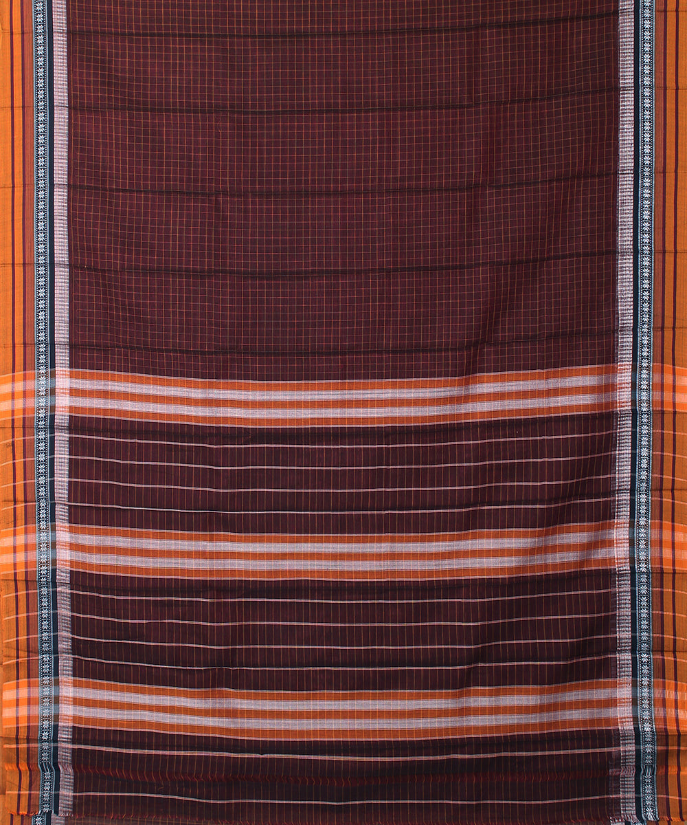 Dark Brown handloom narayanpet cotton sari