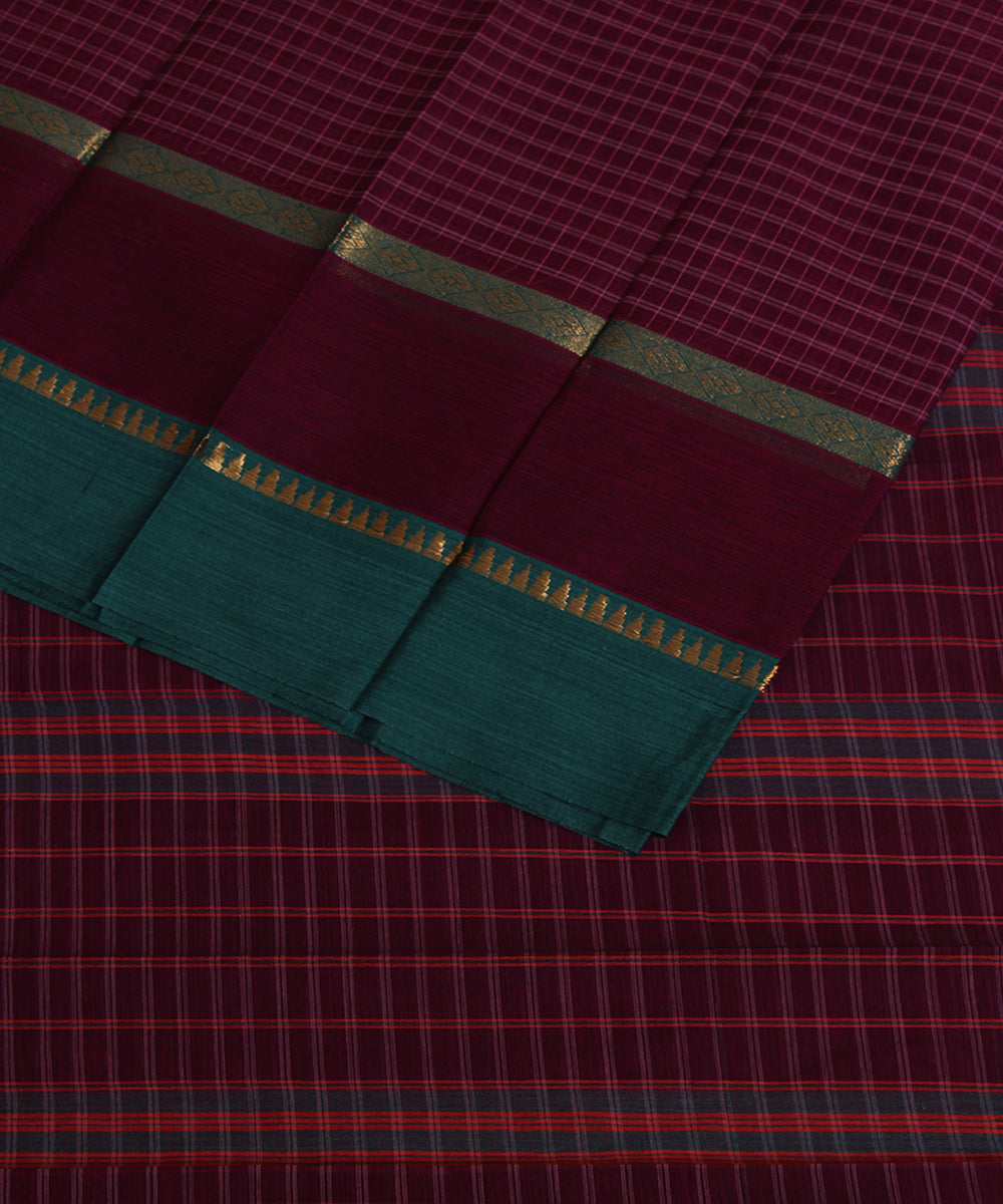 Dark Purple handloom narayanpet cotton sari