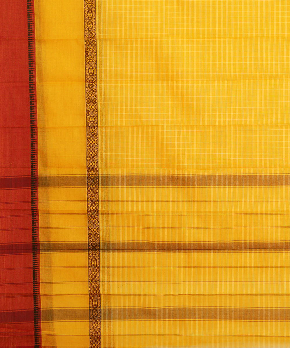 Yellow handloom narayanpet cotton sari