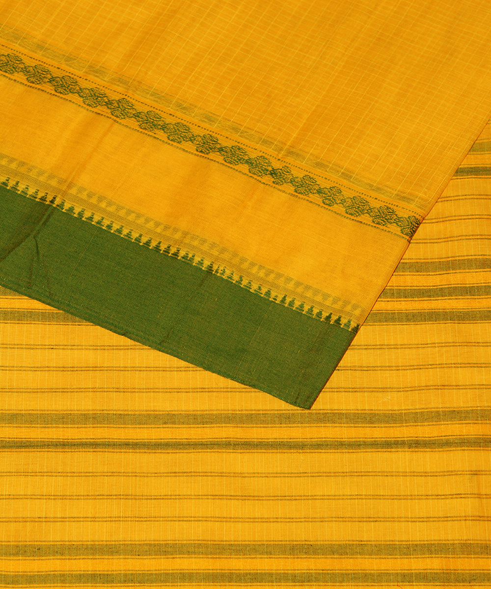 Yellow hand woven narayanpet cotton sari