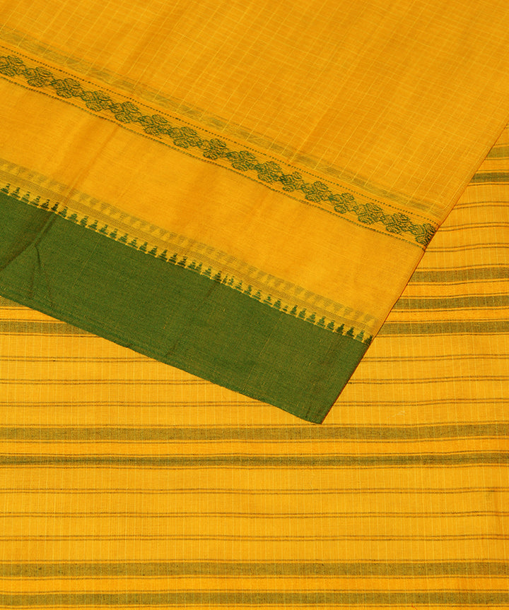 Yellow hand woven narayanpet cotton sari