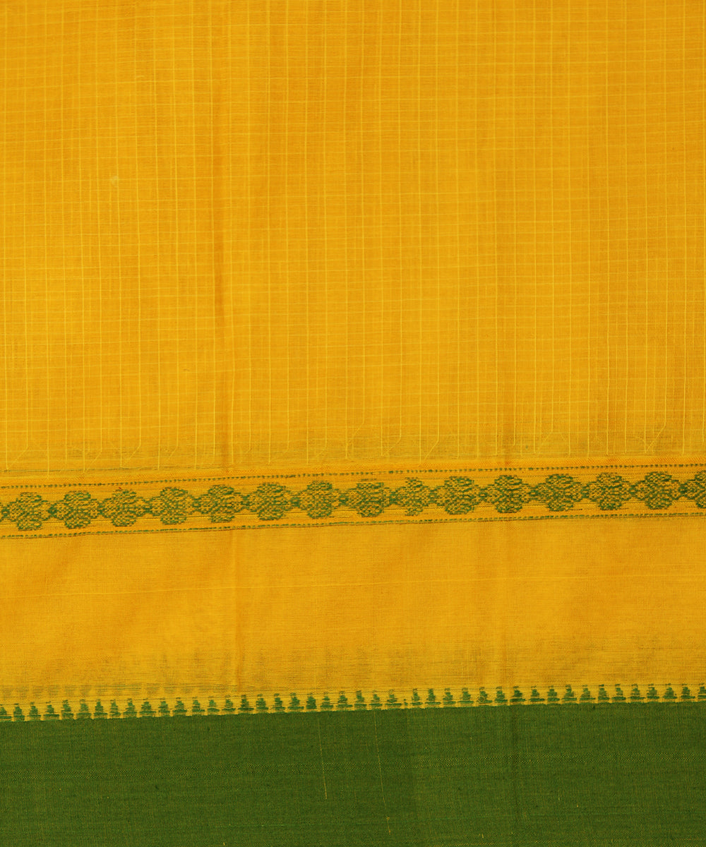 Yellow hand woven narayanpet cotton sari