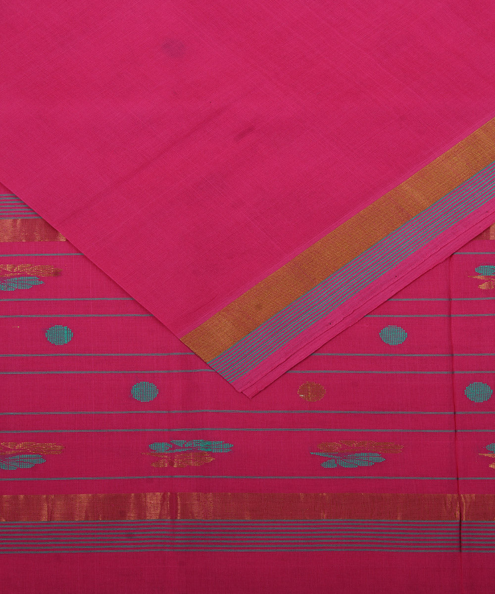 Pink handwoven venkatagiri cotton saree