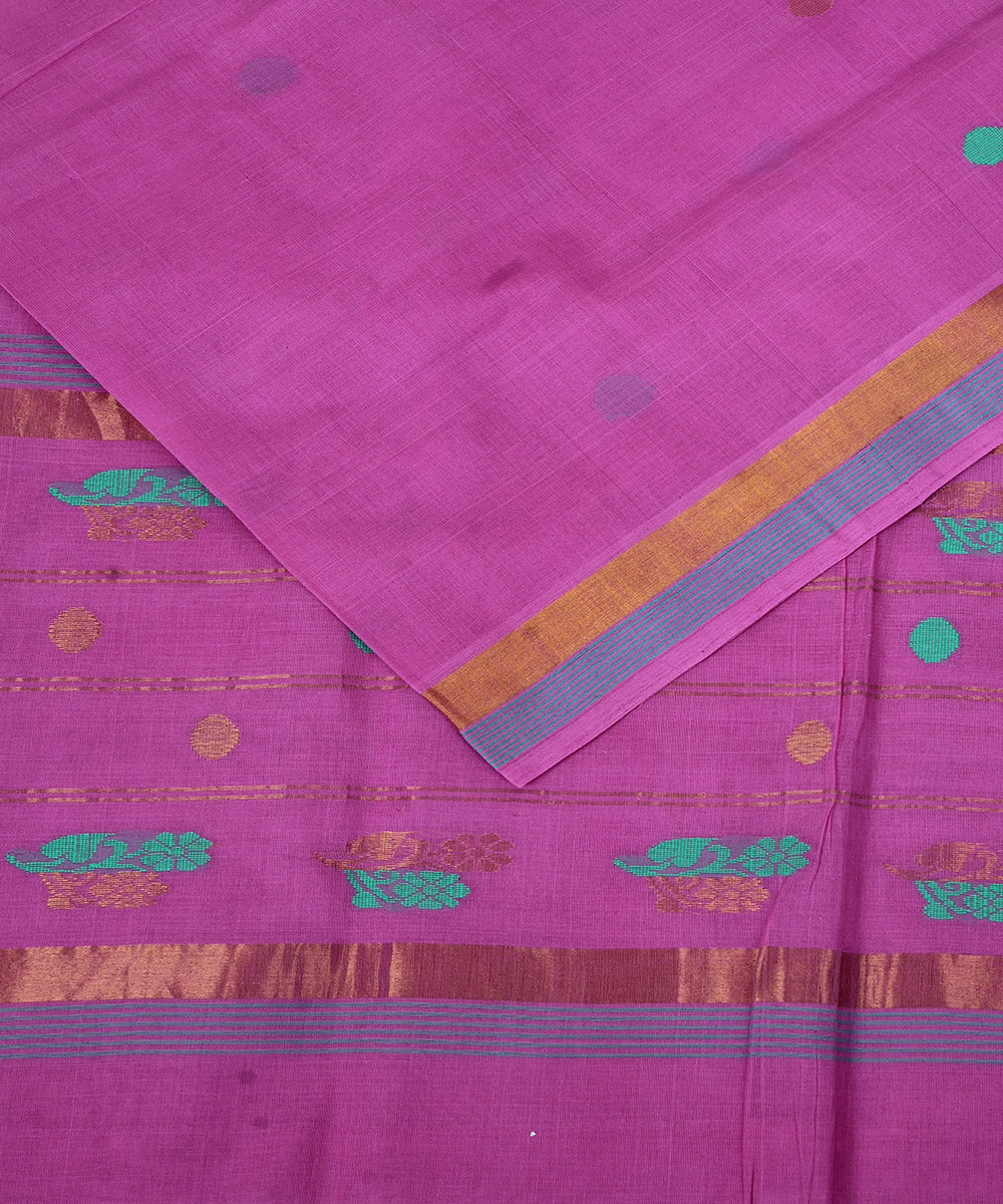 Hand woven cotton light purple venkatagiri saree