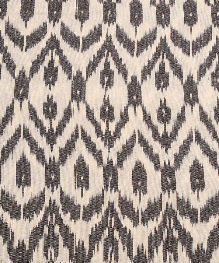 0.7m White black hand woven cotton pochampally ikat fabric