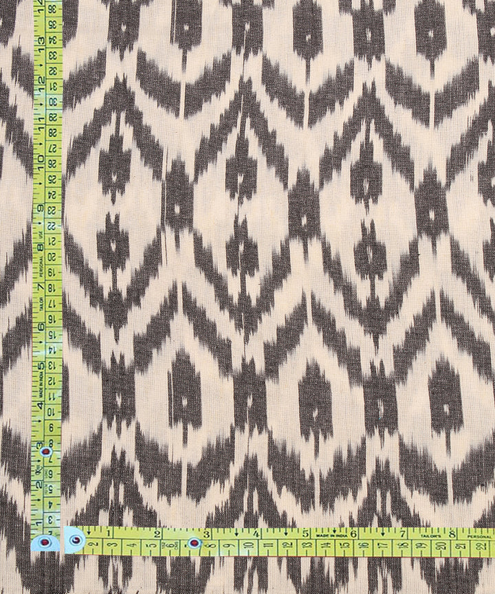 0.7m White black hand woven cotton pochampally ikat fabric