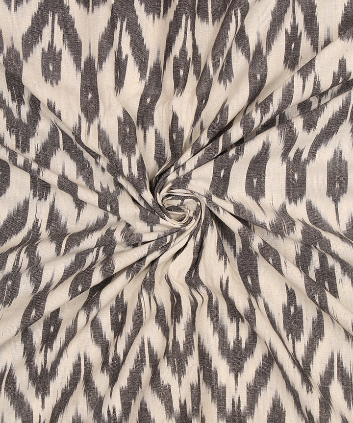 0.7m White black hand woven cotton pochampally ikat fabric