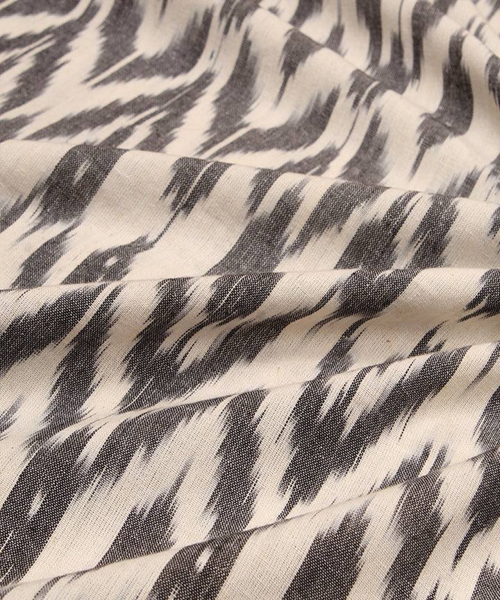 0.7m White black hand woven cotton pochampally ikat fabric