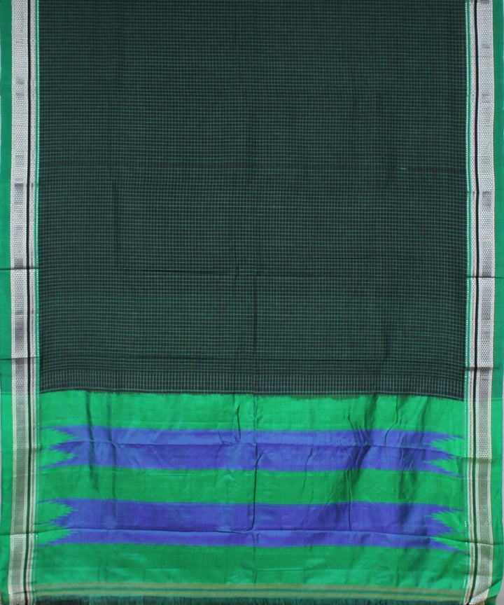 black green handwoven checks chikki paras border ilkal saree