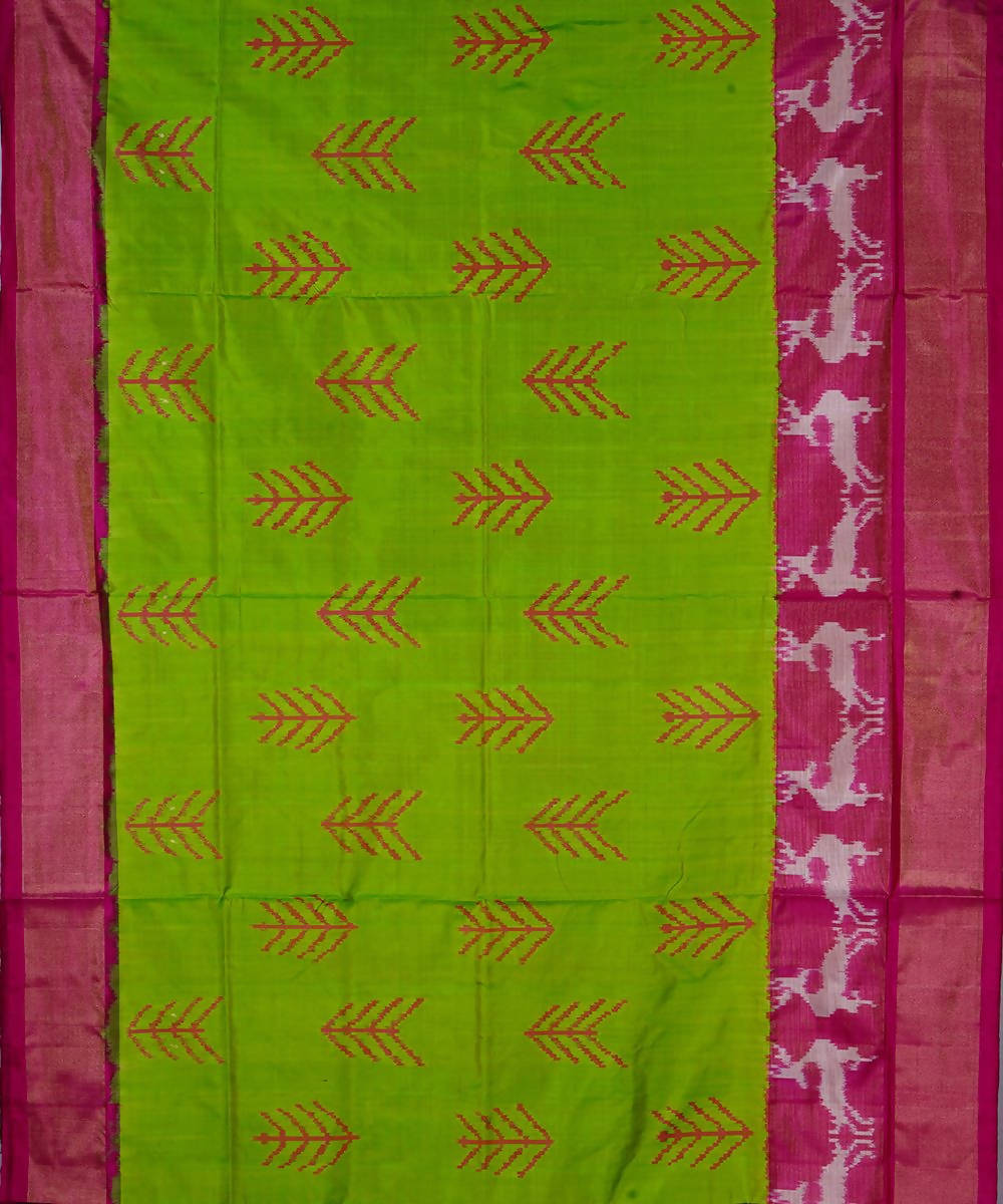 Handloom lime green silk pochampally saree