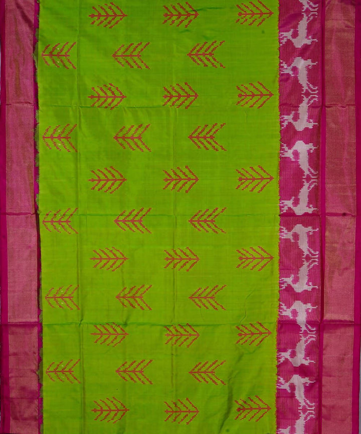 Handloom lime green silk pochampally saree